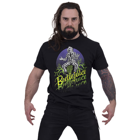 BEETLEJUICE - TRIPLE B - Front Print T-Shirt Black