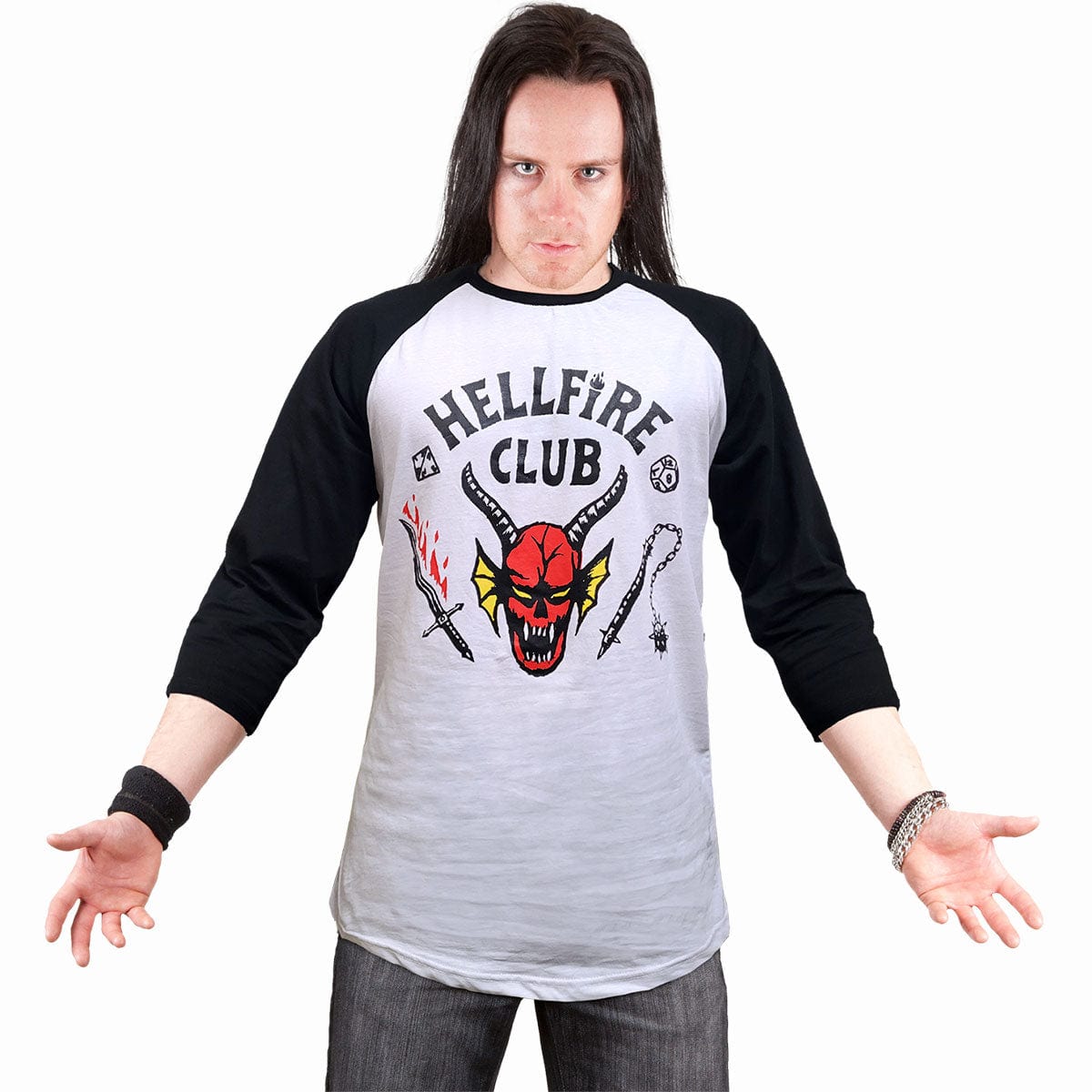 *RESERVED**Hellfire Club Shirt-Adult size- 4X raglan sleeve shirt buying